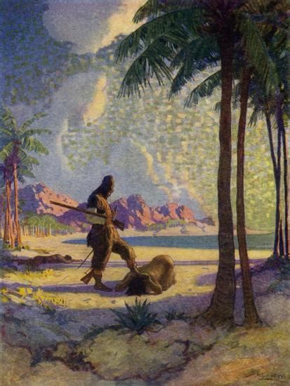 Illustration For Robinson Crusoe Colour Litho Giclee Print Newell Convers After Wyeth