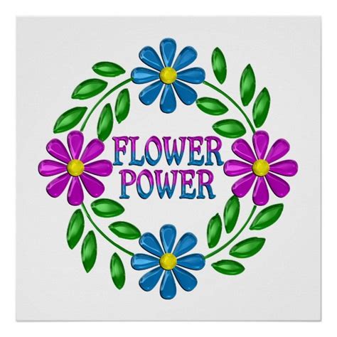 Flower Power Wreath Poster Flowerpower Retro Sixties Seventies 60