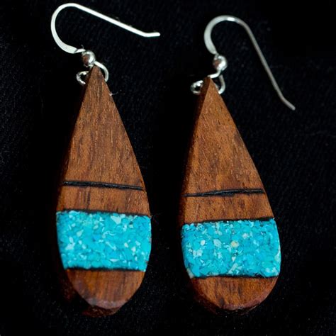 Turquoise And Wood Teardrop Earrings Etsy Etsy Earrings Earrings