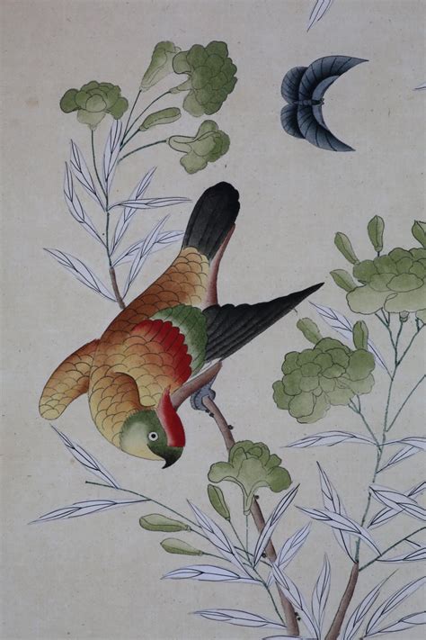 Chinoiserie Hand Painted Wallpaper Panels Of Hunting Scenes For Sale At