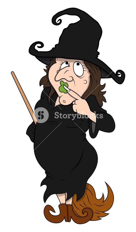 Fat Ugly Witch Standing With Broom Stick Halloween Vector