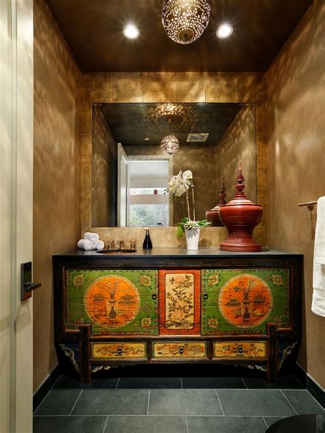 Asian Powder Room With Elaborate Vanity Asian Home Decor Asian