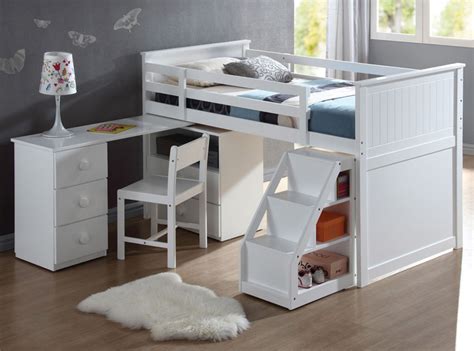 White loft bed with desk. Acme Furniture Children's White Wood Pull Out Desk ...