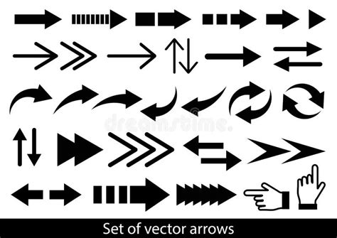 Arrow Vector 3d Button Icon Set Black Color On White Background Stock