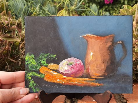 Still Life Painting Jug With Carrots Turnip Kitchen Wall Art Etsy
