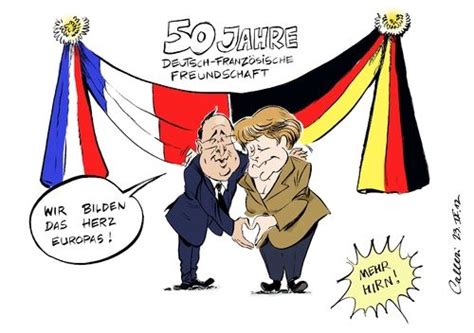 Überladung, und italienisch caricare ‚überladen', ‚übertreiben') bedeutet die komisch überzeichnete darstellung von menschen oder gesellschaftlichen zuständen, auch mit politischem bzw. Cartoon: Deutsch-französischer Gipfel (medium) by Paolo ...