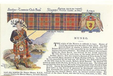 Vintage 1942 Scottish Clan Tartan Print Munro Or If Your