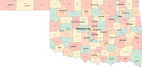 26 Oklahoma Counties Map With Cities Maps Online For You