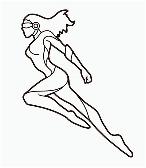 Outline Super Hero Woman Jumping 2560991 Vector Art At Vecteezy