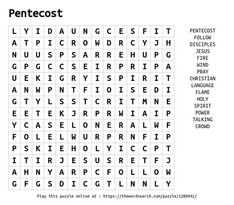 Download Word Search On Pentecost