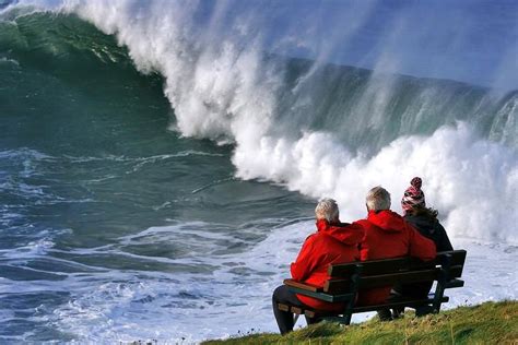 Storm Waves Cornwall Onlookers Watch The Huge Waves From A Safe