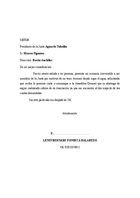Doc Carta De Renuncia De Una AsociaciÓn Any Fonseca