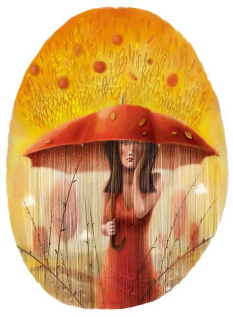 Rain Umbrella Art Red Umbrella Rain Art