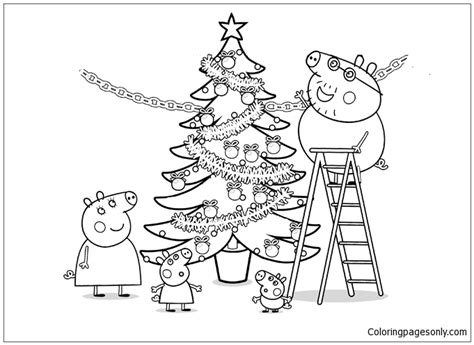 Peppa Pig Christmas Tree Coloring Pages - Christmas Coloring Pages
