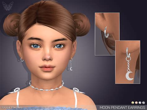 Feyonas Moon Pendant Earrings For Kids Sims 4 Sims Sims 4 Piercings