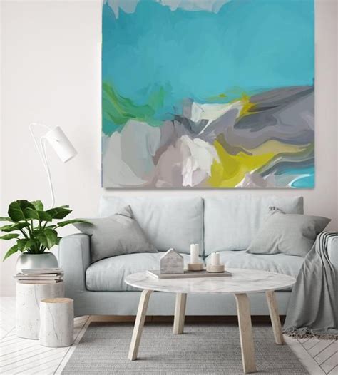 In Waves Acrylic Modern Art Abstract Painting Teal Turquoise Painting
