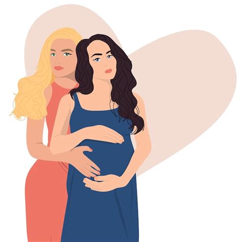 premium vector pregnant lesbian couple in love