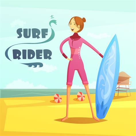 Surf Et Surf Rider Retro Cartoon Illustration 478187 Art Vectoriel Chez
