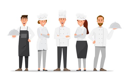 Group Of Professional Chefs Man And Woman Chefs Restaurant Team Concept 570840 Vector Art At