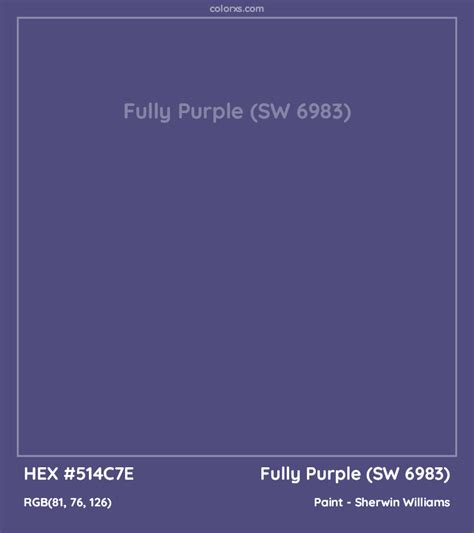 Fully Purple Sw 6983 Complementary Or Opposite Color Name And Code