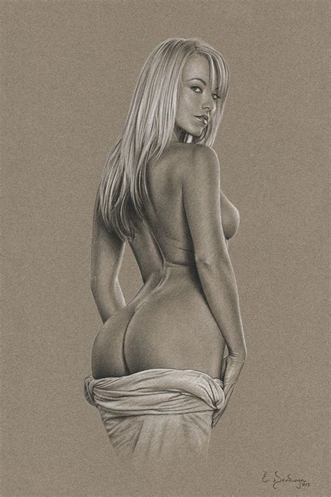 Erik Drudwyn ORIGINAL ART Anything For You Pinup Charcoal Drawing Nude Art Charcoal