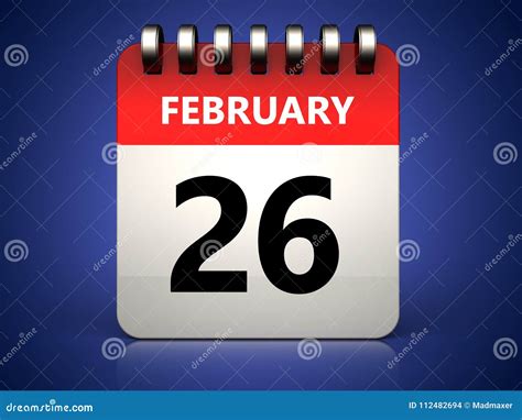 3d 26 February Calendar Stock Illustration Illustration Of Symbol