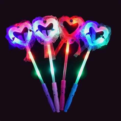 1 Pc Lovely Flashing Lace Heart Shaped Glow Stick Fairy Light Magic