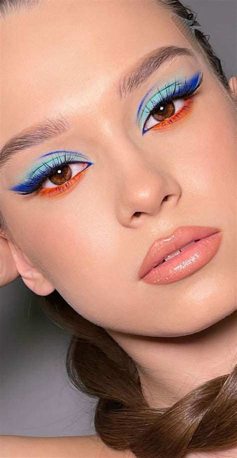 Stunning Makeup Looks 2021 Blue And Orange Eyeshadow Makeup Look