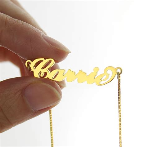 Gold Sex And The City Carrie Name Necklace Box Chain Getnamenecklace