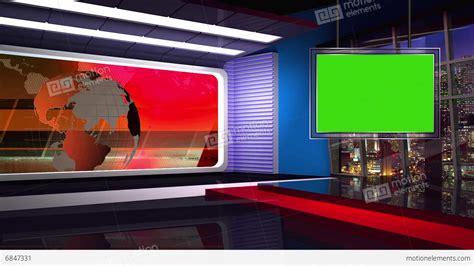 News Tv Studio Set 46 Virtual Background Loop Stock