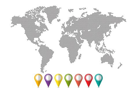 Pixelated World Map With Pin Set 1214074 Vector Art At Vecteezy