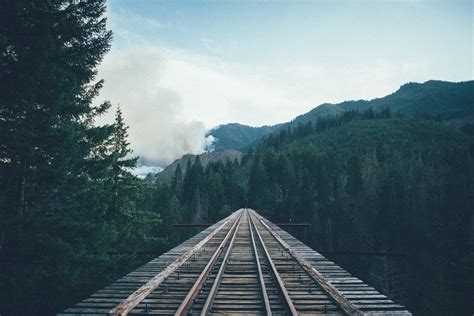 Free Images Nature Forest Sky Wood Track Railroad Bridge