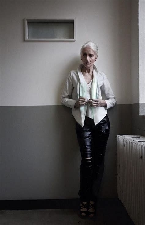 anna von ruden age 61 germanys supermodel in black leather pants and white shirt and jacket by