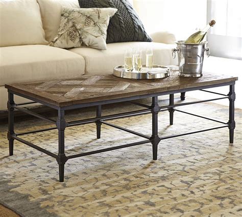 Family room or den with the arlo coffee table. Pottery barn coffee table | Iron coffee table, Coffee ...