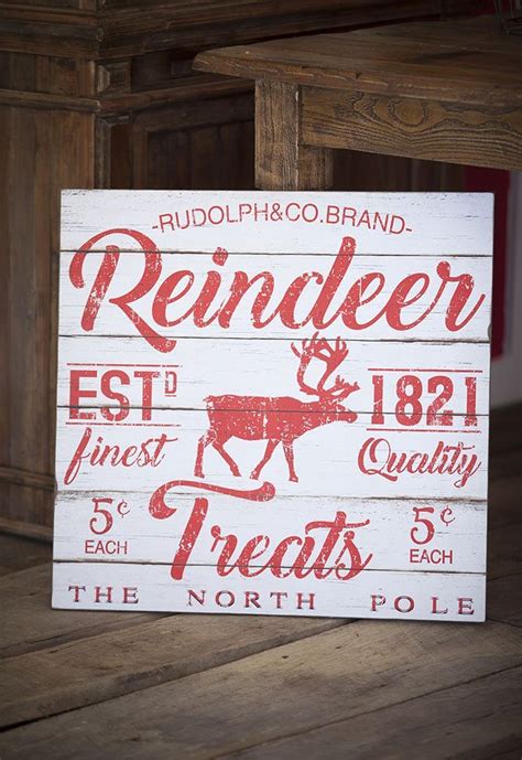 Antiqued Reindeer Treats Sign With Images Christmas Signs