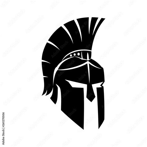 Black Spartan Helmet On A White Background Stock Vector Adobe Stock