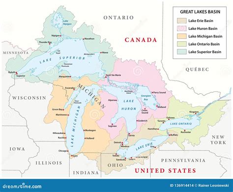 All The Great Lakes Vector Map Isolated On White Background High