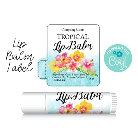 Lip Balm Label Template Hawaiian Tropical Beach Diy Editable Etsy