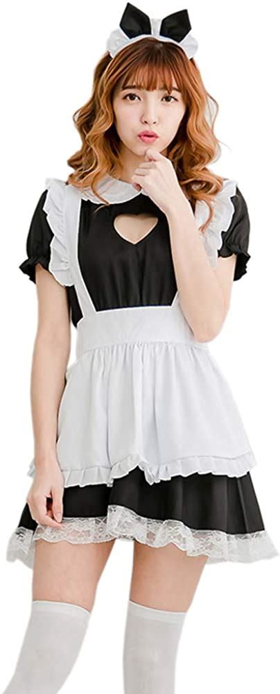 Sinroyee Womens Anime Cosplay French Apron Maid Fancy Dress Costume Sexy Maid Outfit Pajamas