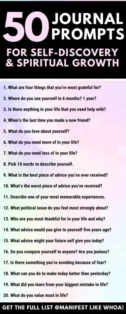 50 Journal Prompts For Self Discovery And Spiritual Growth Manifest