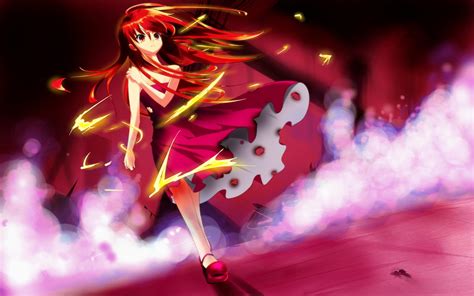 Red Haired Female Anime Character In Red Dress Hd Wallpaper Wallpaper Flare