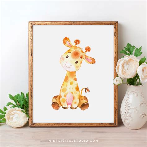 Baby Giraffe Nursery Print Nursery Animal Print Animal Etsy