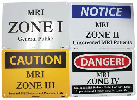 Set Of 4 Mri Zone Signs Mtm1160 01