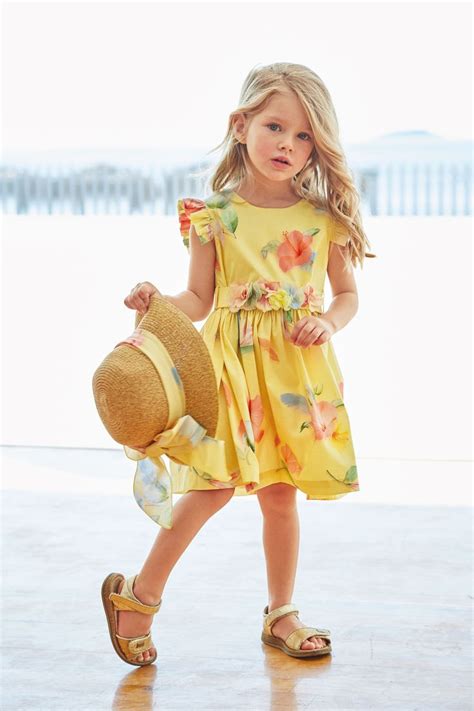 Spring Summer 2020 Lapin House Girls Yellow Dress Girls Spring Outfits Floral Cotton Dress