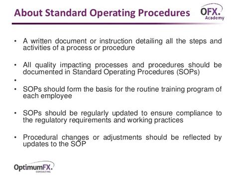 Standard Operating Procedures Sops