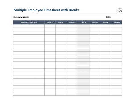 Employee Lunch Break Schedule Template