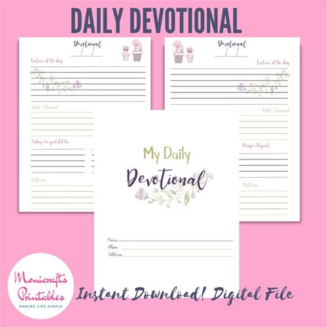 Daily Devotional Instant Download Printable Bible Etsy