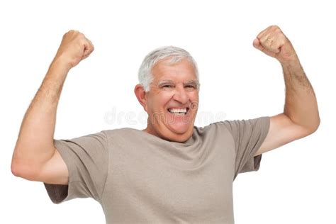 Happy Excited Shirtless Senior Man Stock Image Image Of Muscle Portrait 26664985