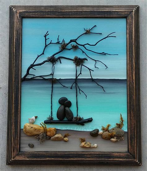 Pebble Art Couple, Pebble Art, Pebble Art Beach, Anniversary Gift, Wall ...