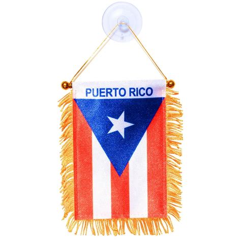 Anley 4 X 6 Inch Puerto Rico Window Hanging Flag Rearview Mirror